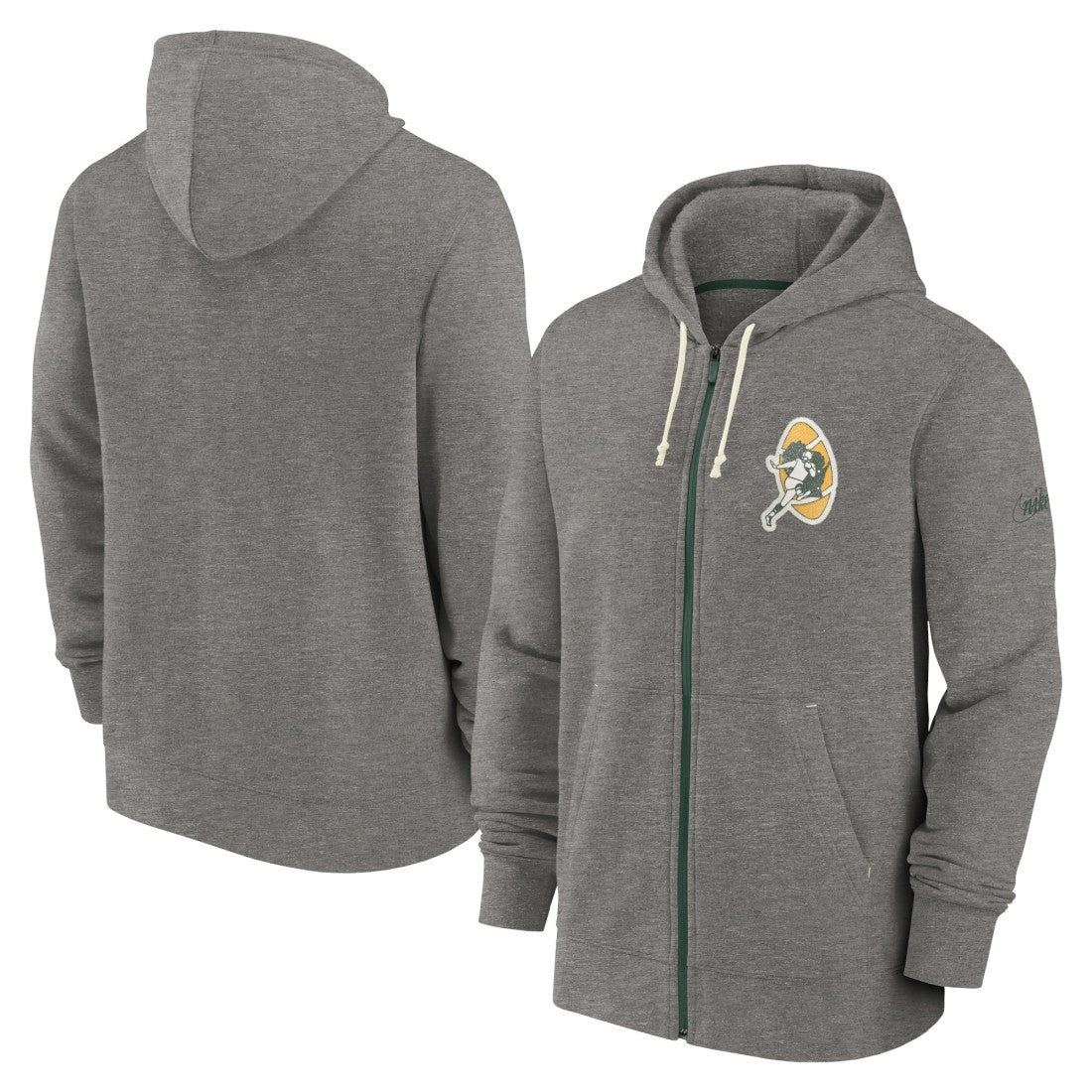Green Bay Packers Historic Lifestyle Full-Zip Hoodie - Heather Charcoal on sale