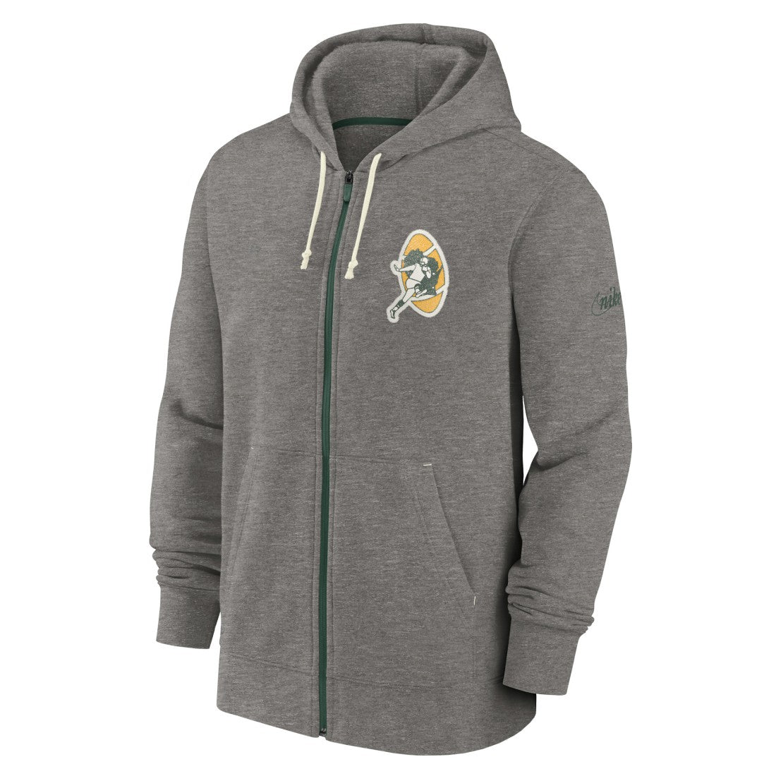 Green Bay Packers Historic Lifestyle Full-Zip Hoodie - Heather Charcoal on sale