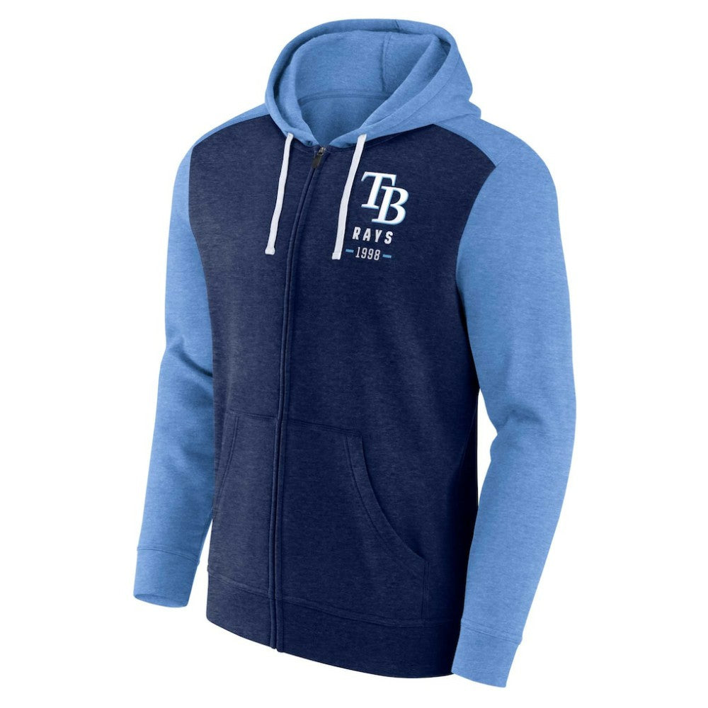 Tampa Bay Rays Blown Away Full-Zip Hoodie Heathered Navy/Heathered Light Blue