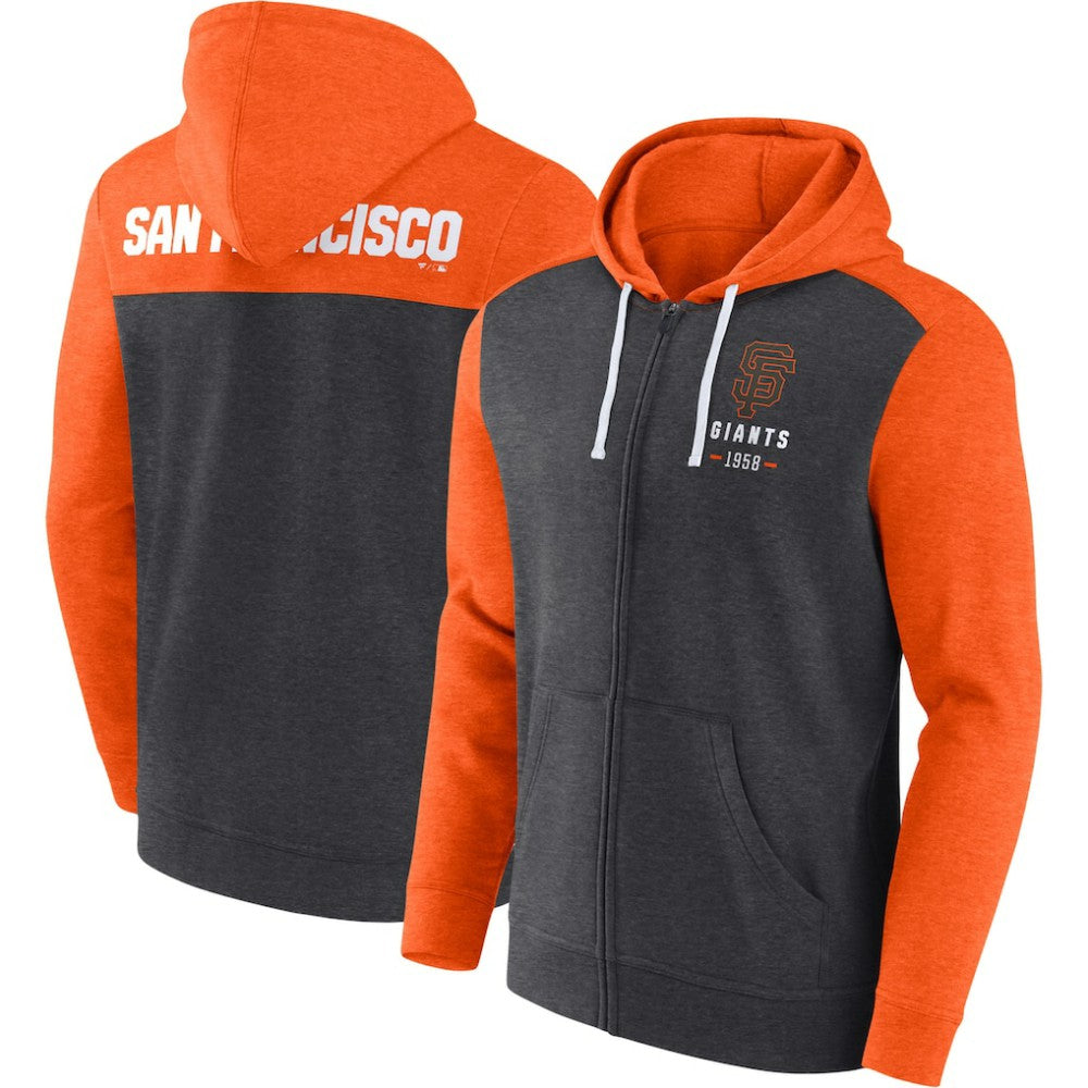 San Francisco Giants Blown Away Full-Zip Hoodie Heathered Charcoal/Heathered Orange