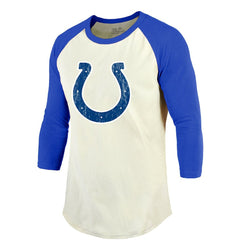 Jonathan Taylor Indianapolis Colts Majestic Threads Vintage Player Name & Number Raglan 3/4-Sleeve T-Shirt - Cream/Royal discount