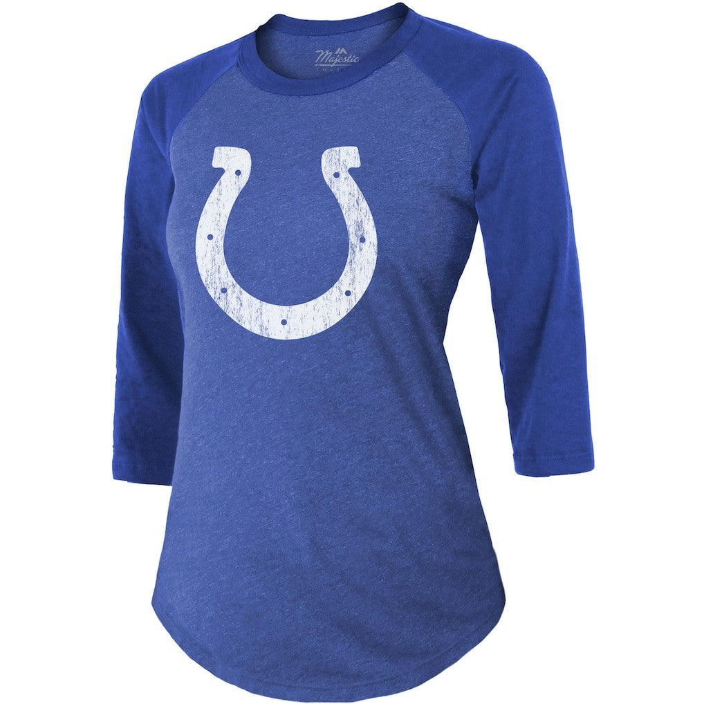 Jonathan Taylor Indianapolis Colts Majestic Threads Women's Player Name & Number Raglan Tri-Blend 3/4-Sleeve T-Shirt - Royal discount