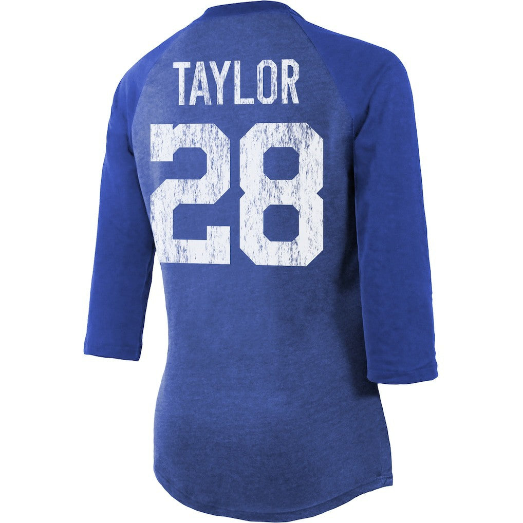 Jonathan Taylor Indianapolis Colts Majestic Threads Women's Player Name & Number Raglan Tri-Blend 3/4-Sleeve T-Shirt - Royal discount