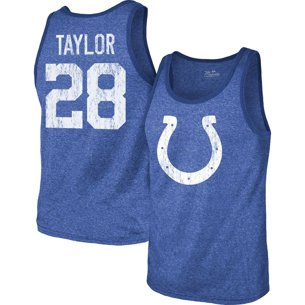 Jonathan Taylor Indianapolis Colts Majestic Threads Player Name & Number Tri-Blend Tank Top - Heathered Royal discount