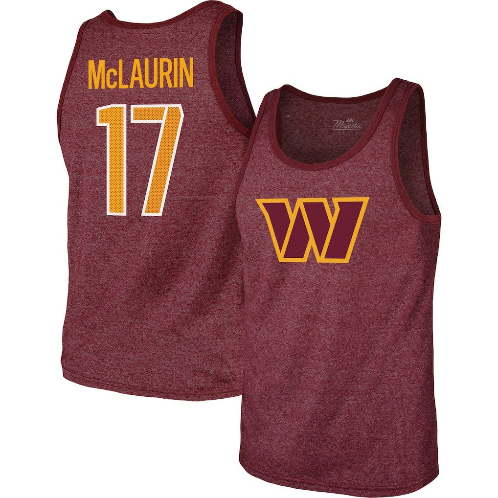Terry McLaurin Washington Commanders Majestic Threads Player Name & Number Tank Top - Heathered Burgundy for sale