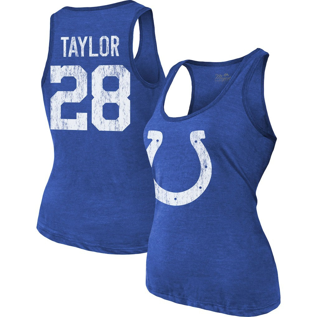 Jonathan Taylor Indianapolis Colts Majestic Threads Women's Player Name & Number Tri-Blend Tank Top - Royal cheap