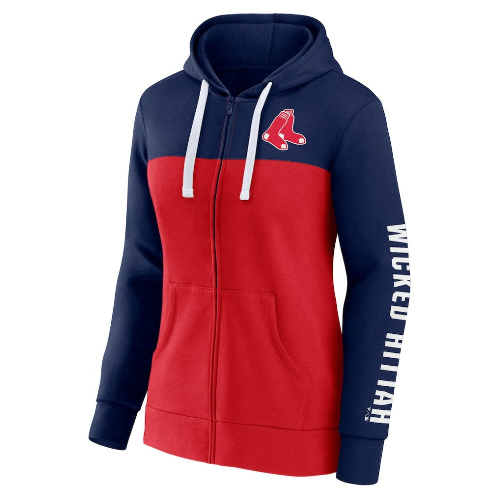 Boston Red Sox Women's Take The Field Colorblocked Hoodie Full-Zip Jacket Navy/Red
