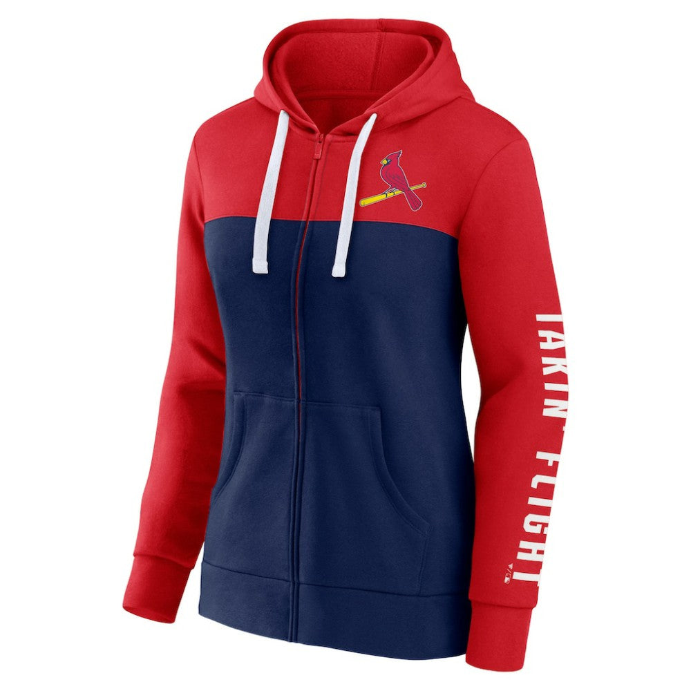 St. Louis Cardinals Women's Take The Field Colorblocked Hoodie Full-Zip Jacket Red/Navy