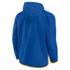 St. Louis Blues Fanatics Backhand Shooter Defender Anorak Raglan Hoodie Quarter-Zip Jacket - Blue/Gold Hoodies