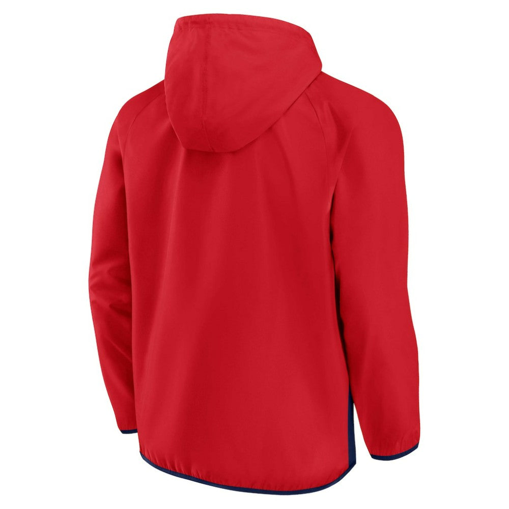 Washington Capitals Fanatics Backhand Shooter Defender Anorak Raglan Hoodie Quarter-Zip Jacket - Red/Navy Hoodies