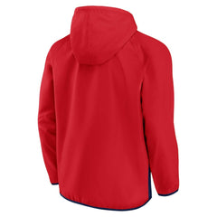 Washington Capitals Fanatics Backhand Shooter Defender Anorak Raglan Hoodie Quarter-Zip Jacket - Red/Navy Hoodies