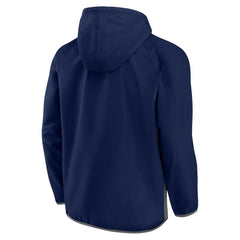 Seattle Kraken Fanatics Backhand Shooter Defender Anorak Raglan Hoodie Quarter-Zip Jacket - Deep Sea Blue/Gray Hoodies