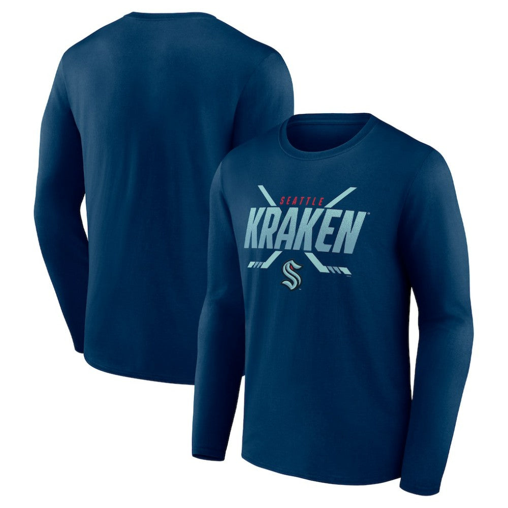 Seattle Kraken Fanatics Covert Long Sleeve T-Shirt - Deep Sea Blue T-shirts