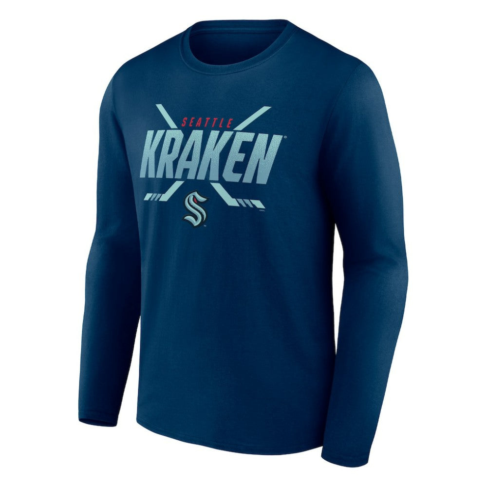 Seattle Kraken Fanatics Covert Long Sleeve T-Shirt - Deep Sea Blue T-shirts