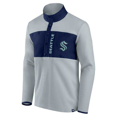 Seattle Kraken Fanatics Hockey Polar Fleece Quarter-Snap Jacket - Gray/Navy Jackets