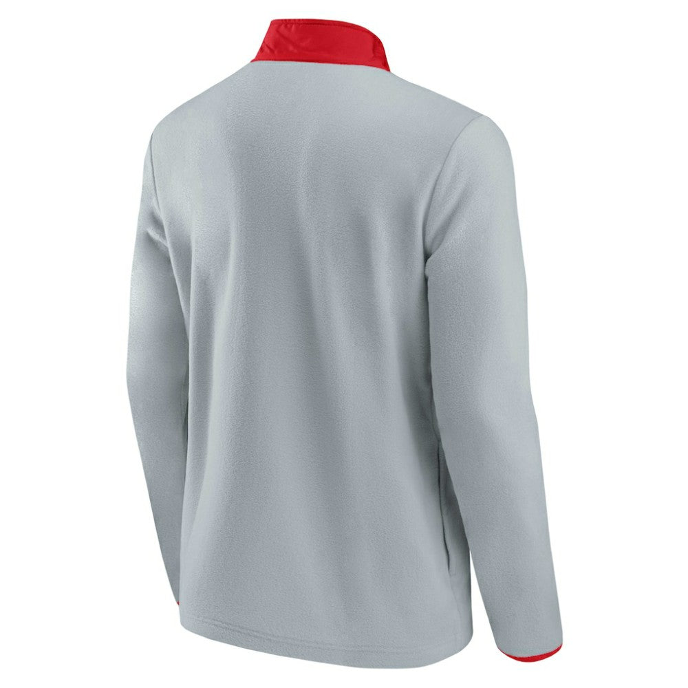 Detroit Red Wings Fanatics Hockey Polar Fleece Quarter-Snap Jacket - Gray/Red Jackets