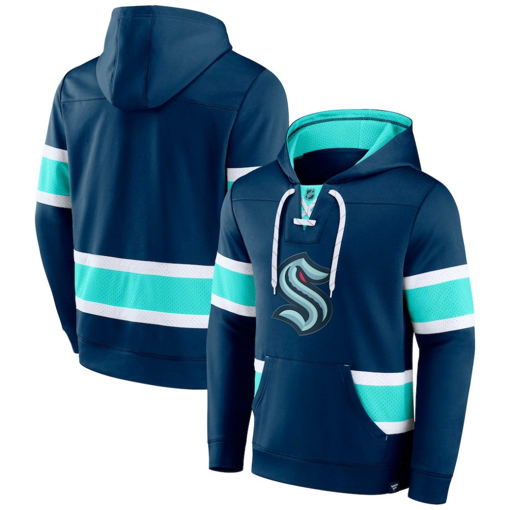 Seattle Kraken Fanatics Powerplay Warrior Pullover Hoodie - Deep Sea Blue Hoodies