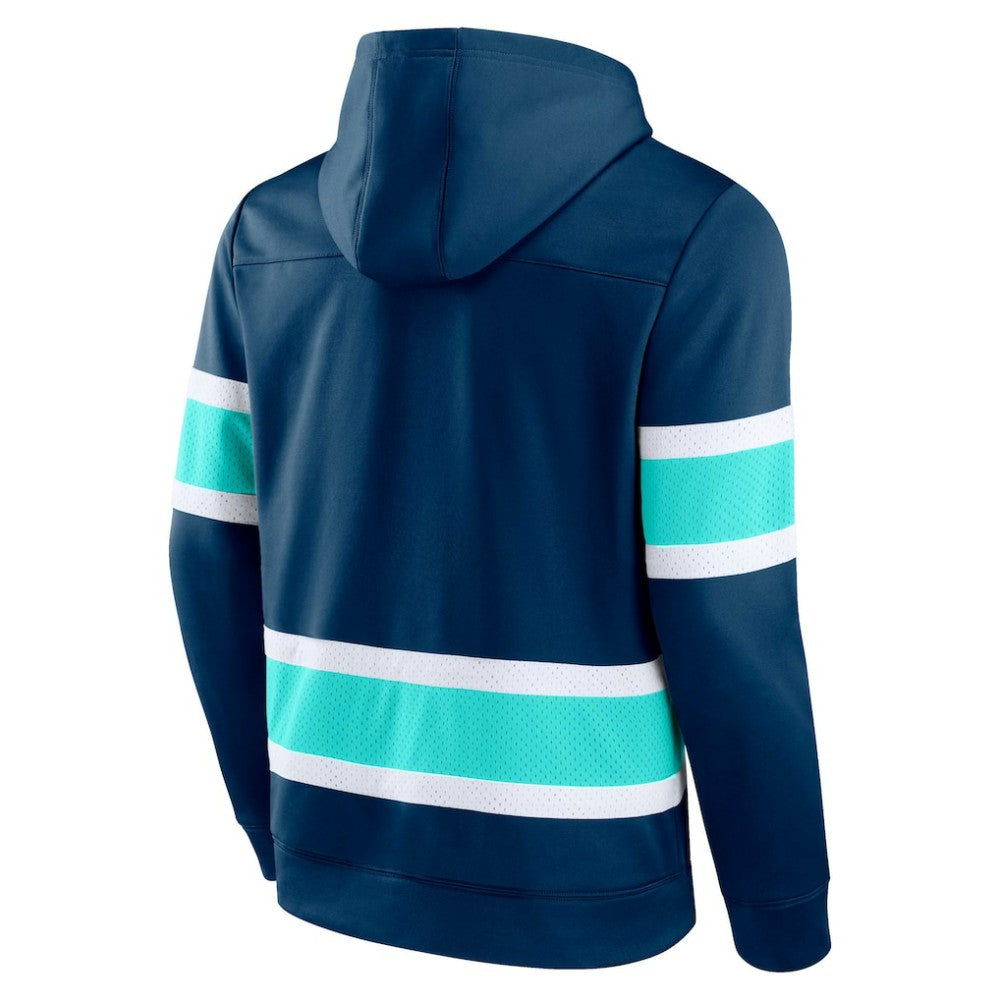 Seattle Kraken Fanatics Powerplay Warrior Pullover Hoodie - Deep Sea Blue Hoodies