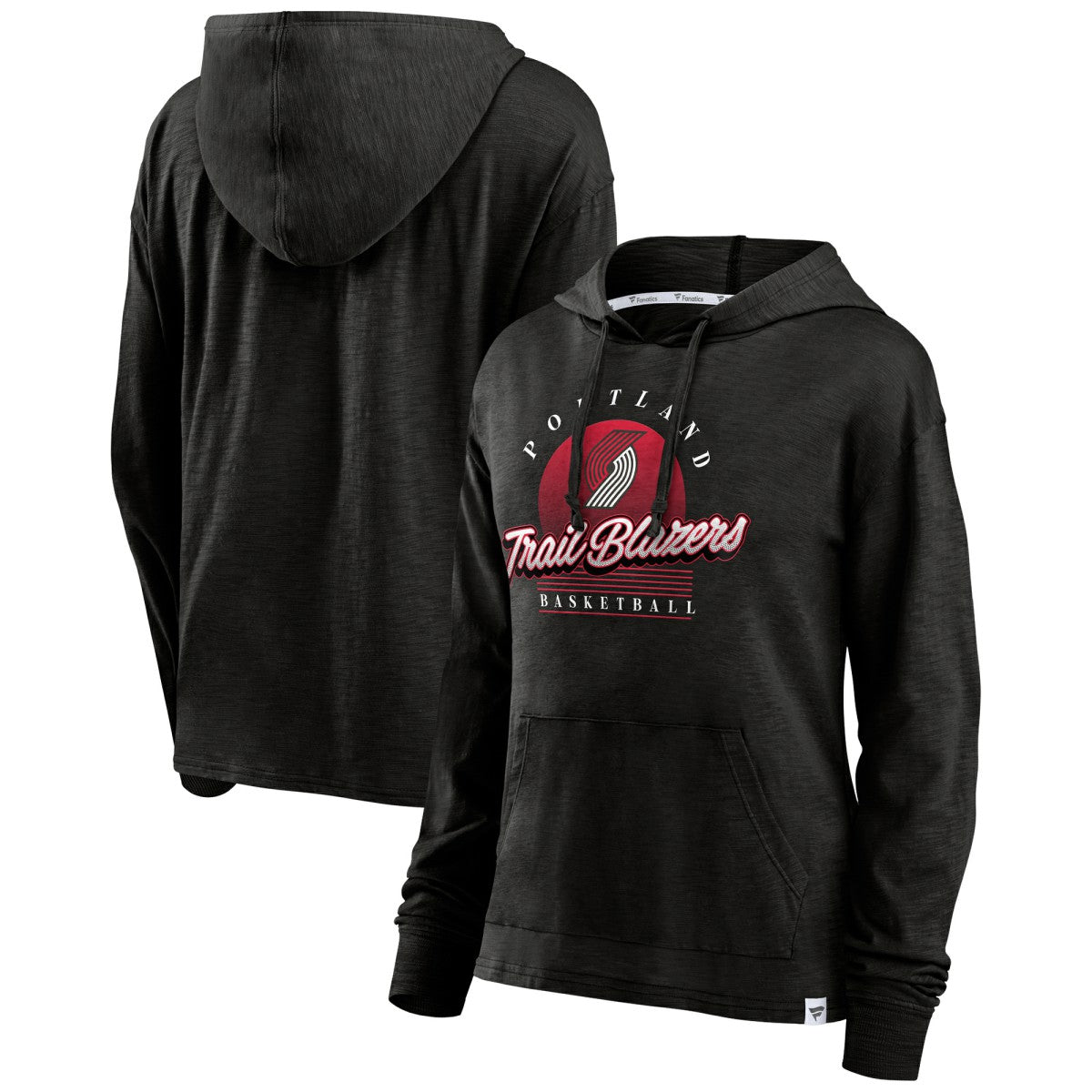 Portland Trail Blazers Women's Full Steam Slub Hoodie T-Shirt - Black cheap