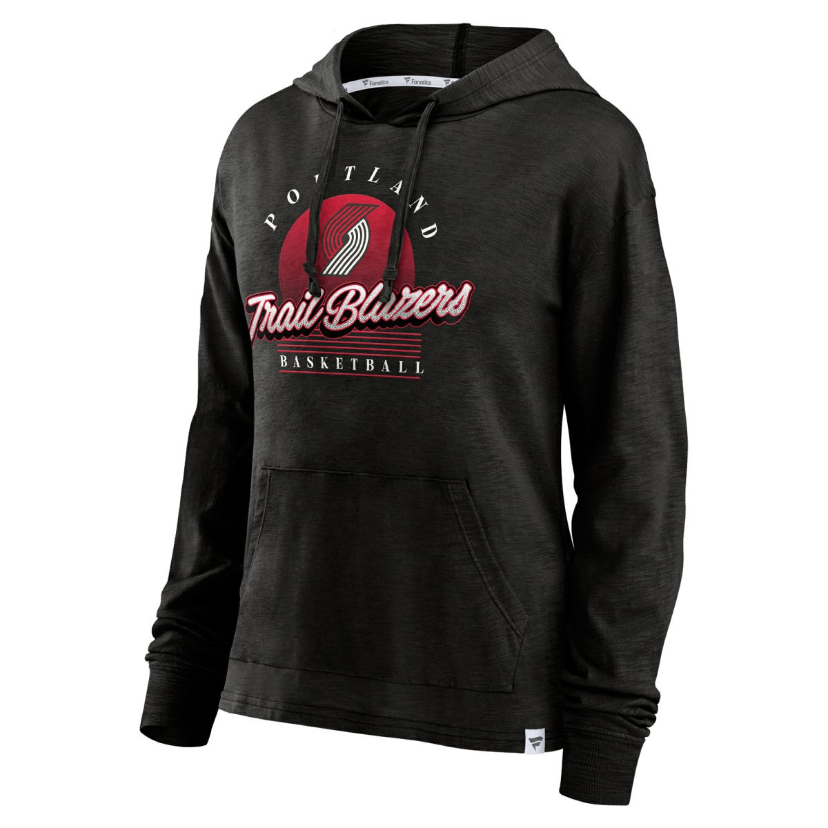 Portland Trail Blazers Women's Full Steam Slub Hoodie T-Shirt - Black cheap