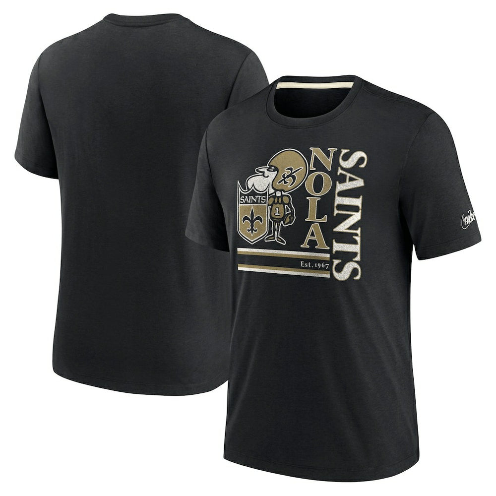 New Orleans Saints Wordmark Logo Tri-Blend T-Shirt - Black for sale