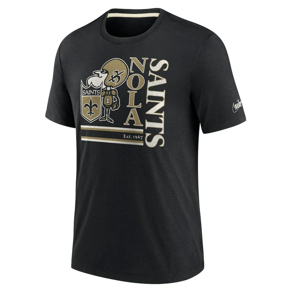 New Orleans Saints Wordmark Logo Tri-Blend T-Shirt - Black for sale