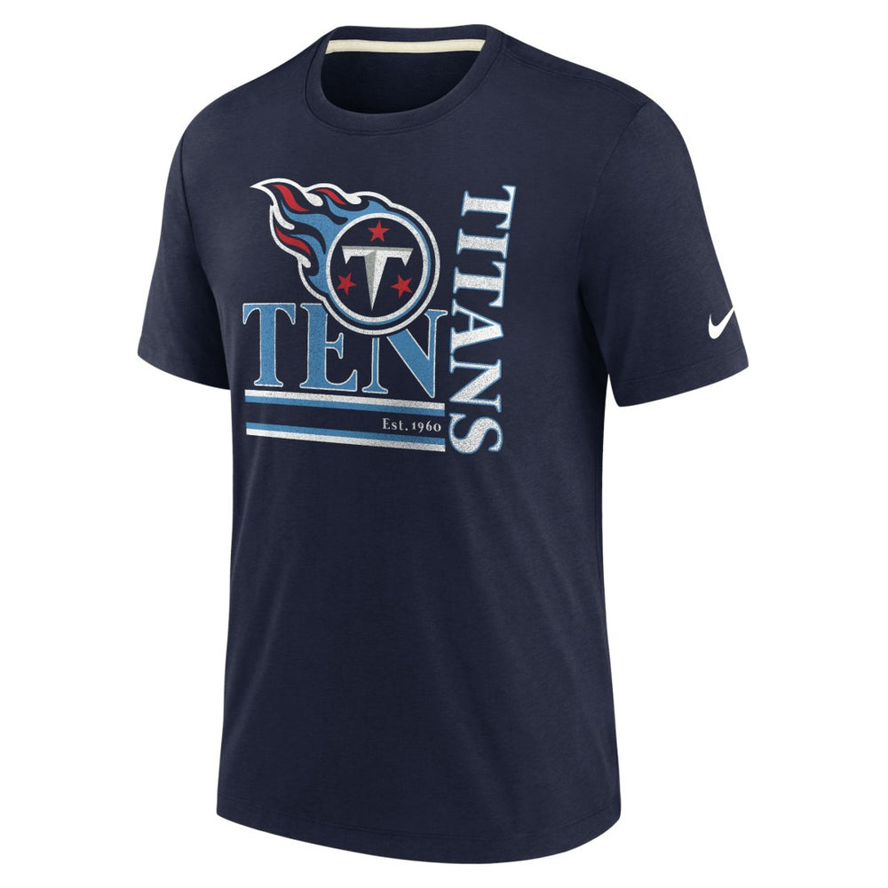 Tennessee Titans Wordmark Logo Tri-Blend T-Shirt - Navy for sale