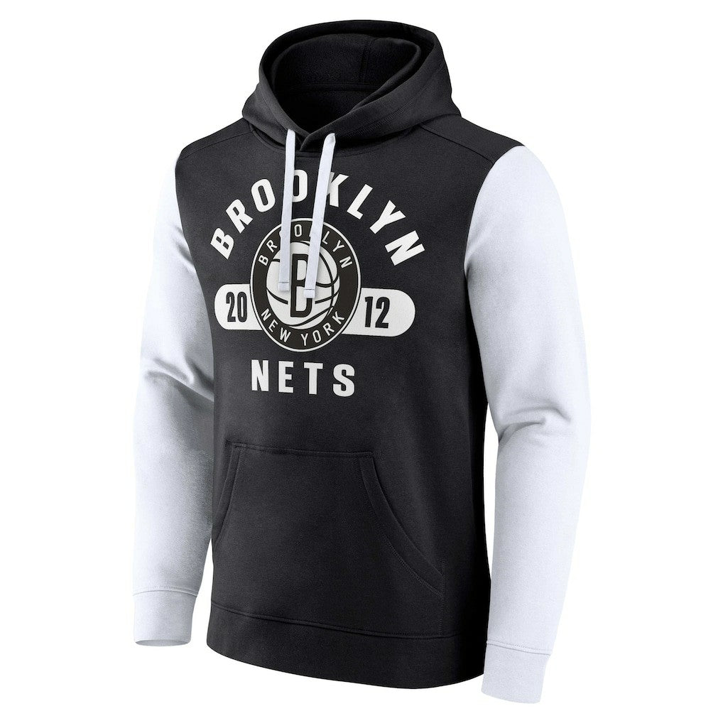 Brooklyn Nets Attack Colorblock Pullover Hoodie - Black/White outlet