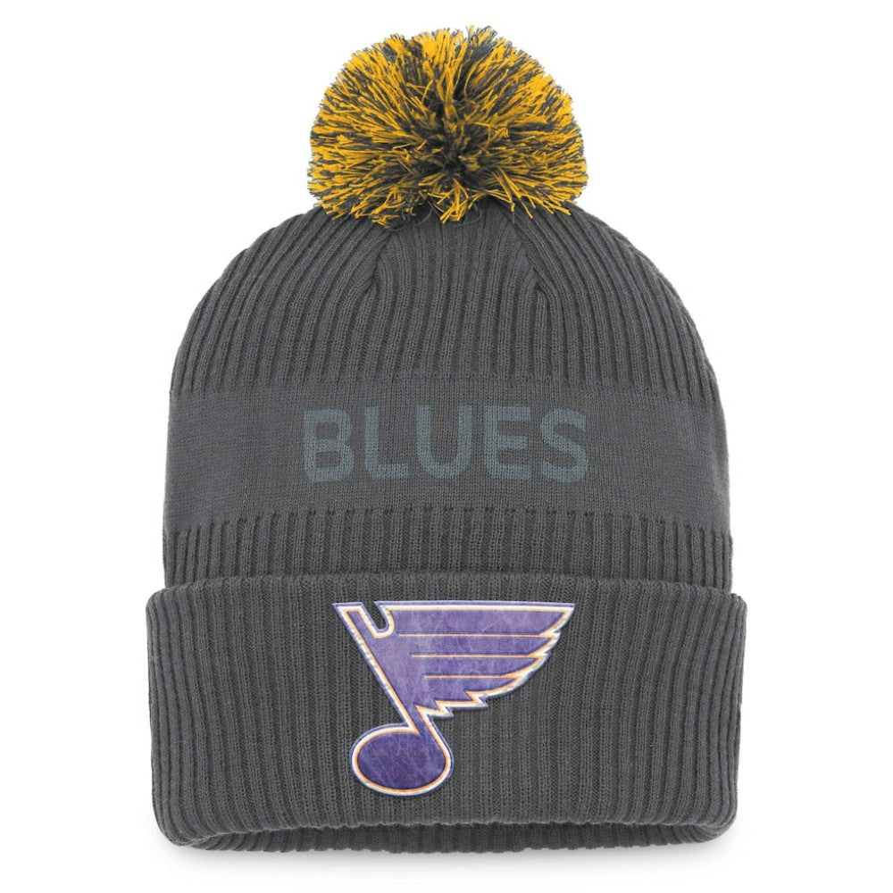 St. Louis Blues Fanatics Authentic Pro Home Ice Cuffed Knit Hat with Pom - Charcoal Hats