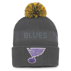 St. Louis Blues Fanatics Authentic Pro Home Ice Cuffed Knit Hat with Pom - Charcoal Hats