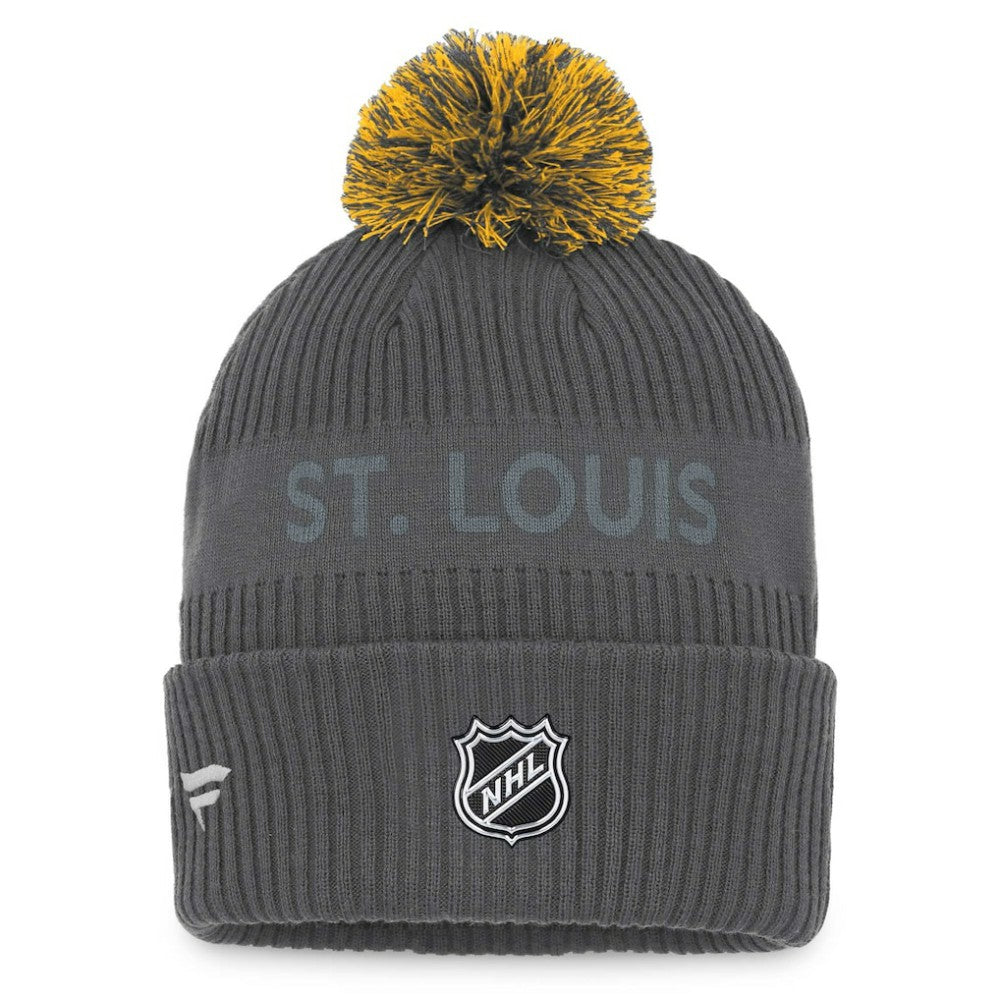 St. Louis Blues Fanatics Authentic Pro Home Ice Cuffed Knit Hat with Pom - Charcoal Hats