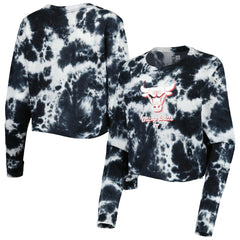 Chicago Bulls Women's Tie Dye Cropped Long Sleeve T-Shirt sale - Black discount