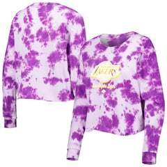 Los Angeles Lakers Women's Tie Dye Cropped Long Sleeve T-Shirt - Purple online