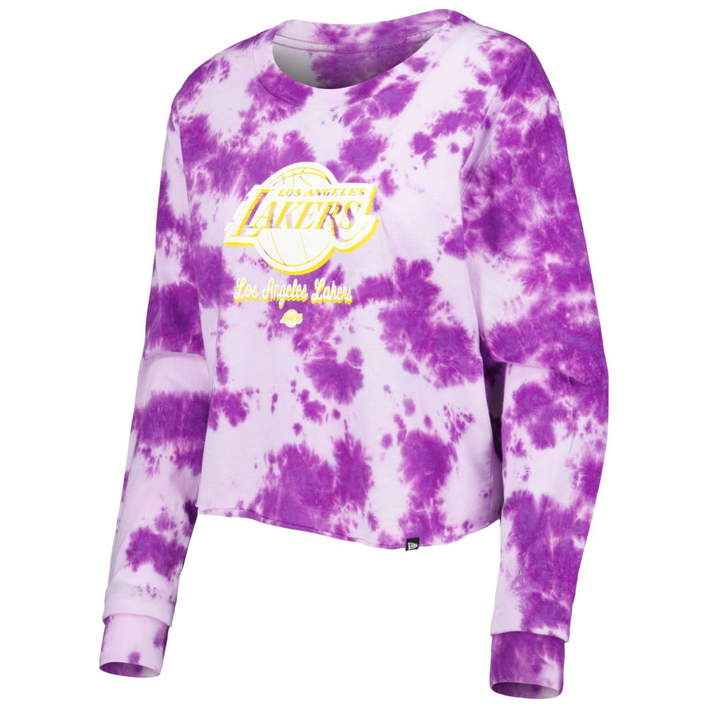 Los Angeles Lakers Women's Tie Dye Cropped Long Sleeve T-Shirt - Purple online