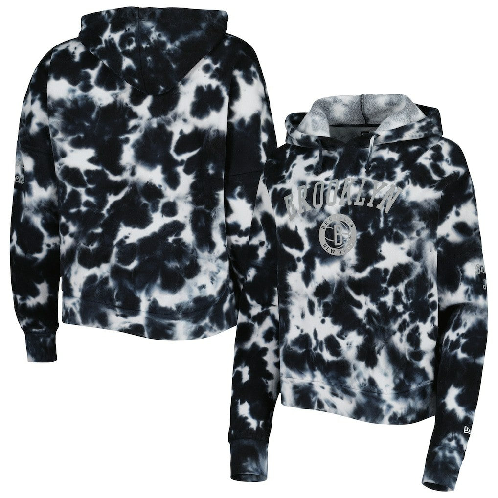 Brooklyn Nets Women's Brushed Cotton Tie-Dye Pullover Hoodie - Black online