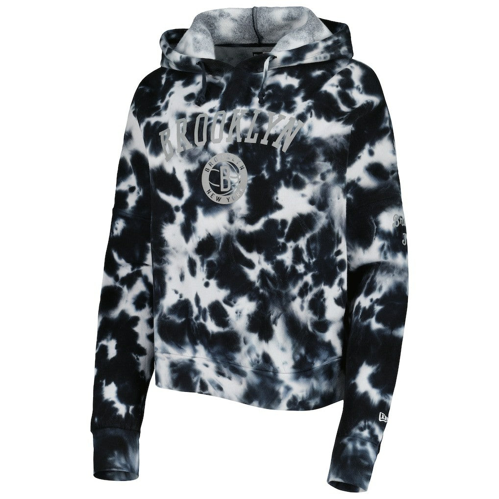 Brooklyn Nets Women's Brushed Cotton Tie-Dye Pullover Hoodie - Black online