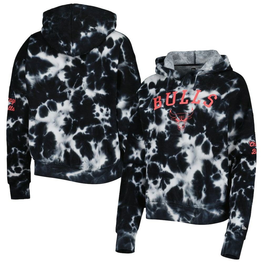 Chicago Bulls Women's Brushed Cotton Tie-Dye Pullover Hoodie sale - Black shop