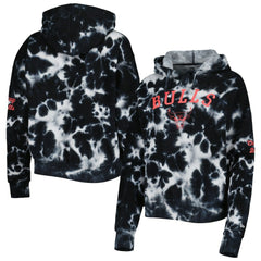 Chicago Bulls Women's Brushed Cotton Tie-Dye Pullover Hoodie sale - Black shop