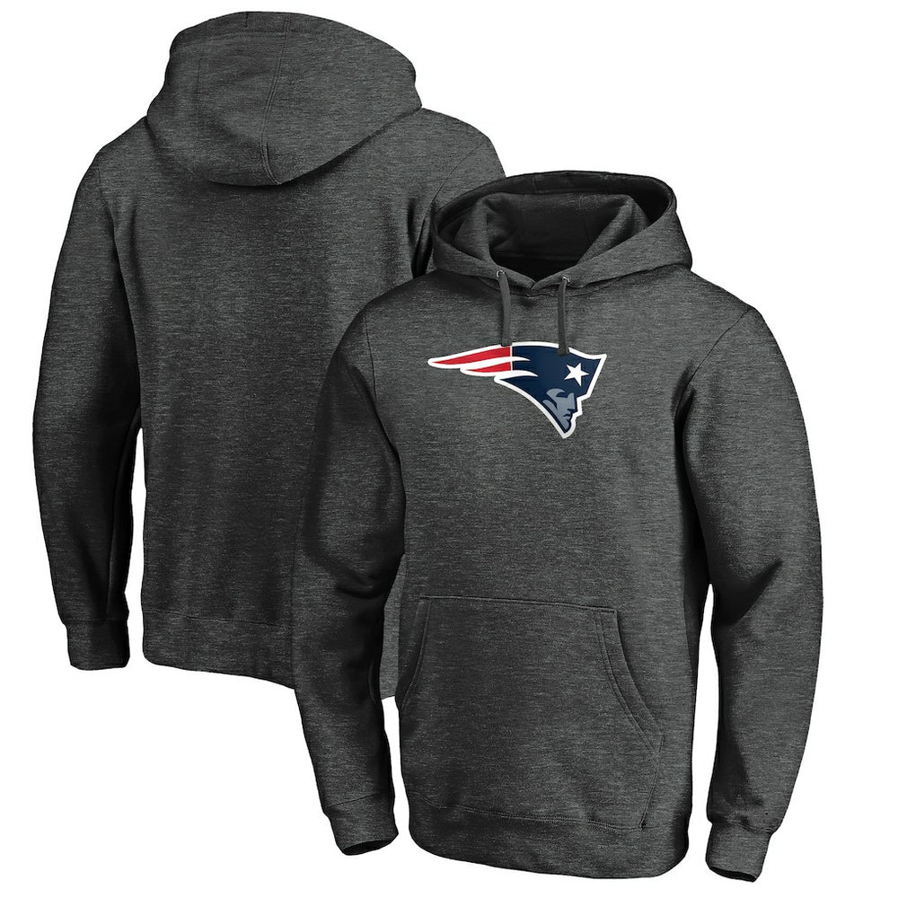 New England Patriots Primary Logo Fitted Pullover Hoodie - Charcoal for sale