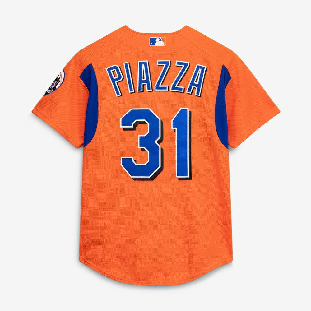 Mike Piazza New York Mets Cooperstown Collection Mesh Batting Practice Button-Up Jersey Orange