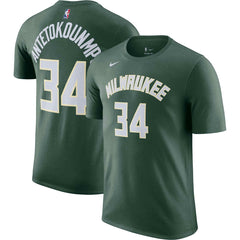 Giannis Antetokounmpo Milwaukee Bucks Icon 2022/23 Name & Number T-Shirt - Hunter Green outlet