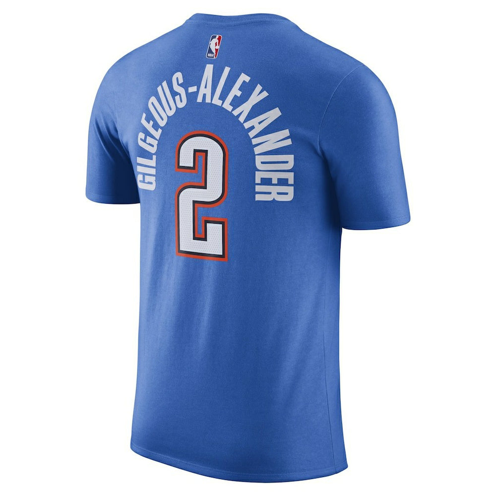 Shai Gilgeous-Alexander Oklahoma City Thunder Icon 2022/23 Name & Number T-Shirt - Blue for sale