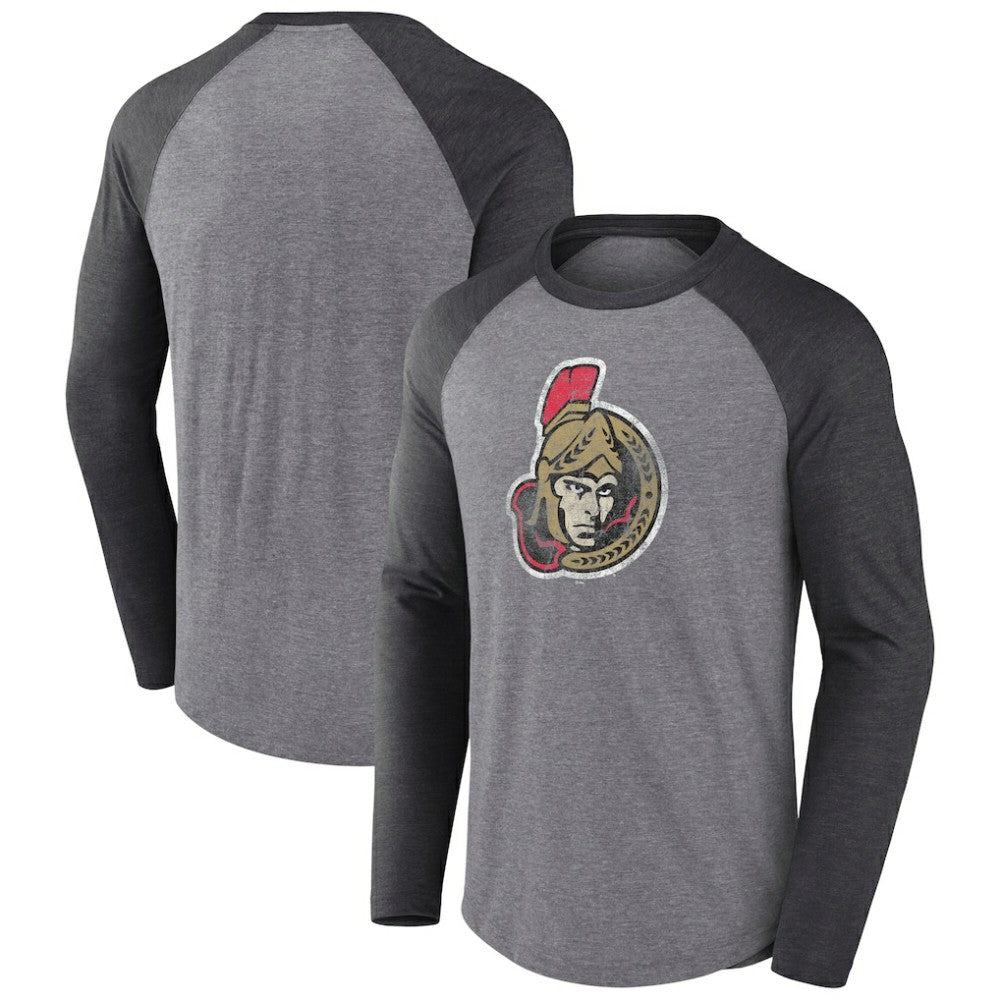 Ottawa Senators Fanatics Special Edition Long Sleeve Tri-Blend Raglan T-Shirt - Heather Gray T-shirts