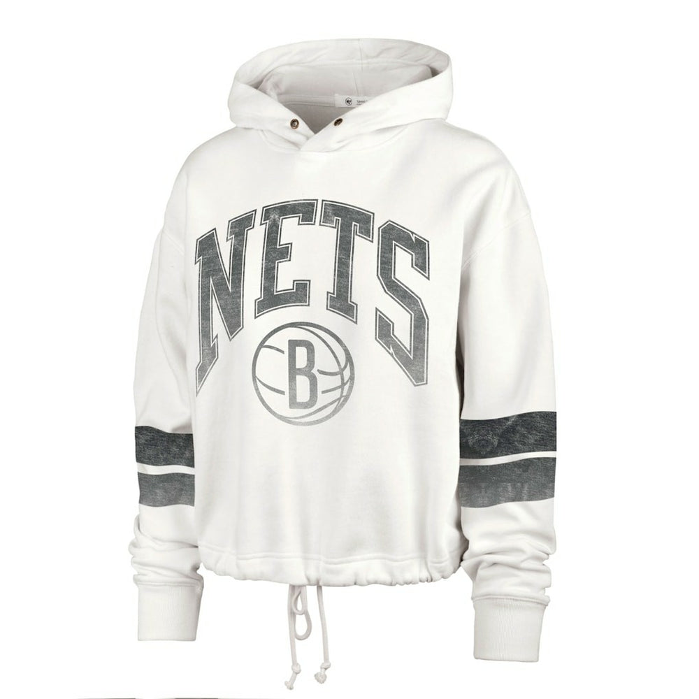 Brooklyn Nets '47 Women's Emerson Stripe Cropped Pullover Hoodie - Cream discount