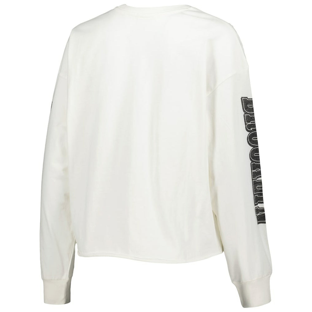 Brooklyn Nets '47 Women's Parkway Brush Back Long Sleeve Cropped T-Shirt - Cream outlet