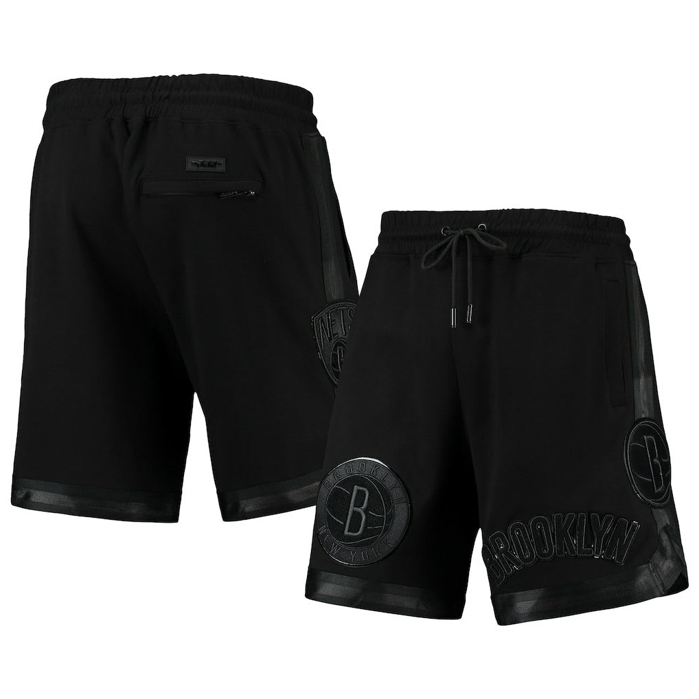 Brooklyn Nets Pro Standard Triple Black Gloss Logo Shorts for sale