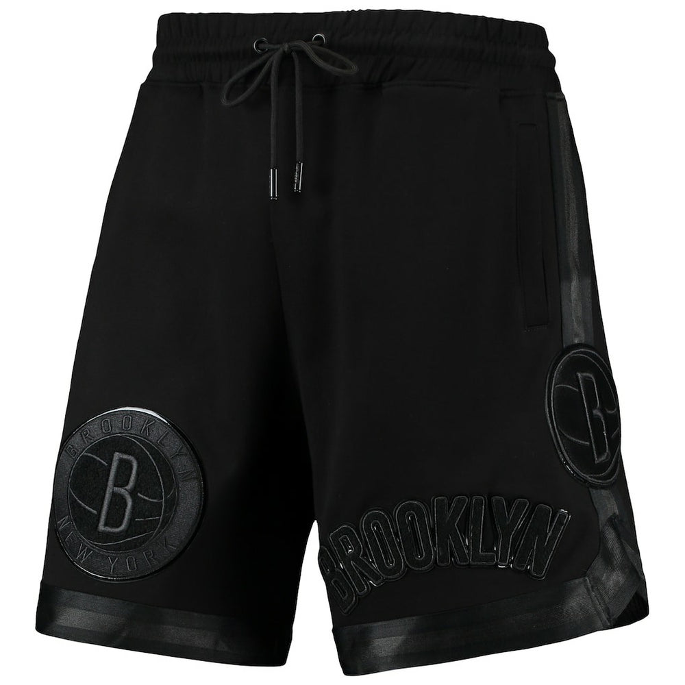 Brooklyn Nets Pro Standard Triple Black Gloss Logo Shorts for sale