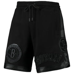 Brooklyn Nets Pro Standard Triple Black Gloss Logo Shorts for sale