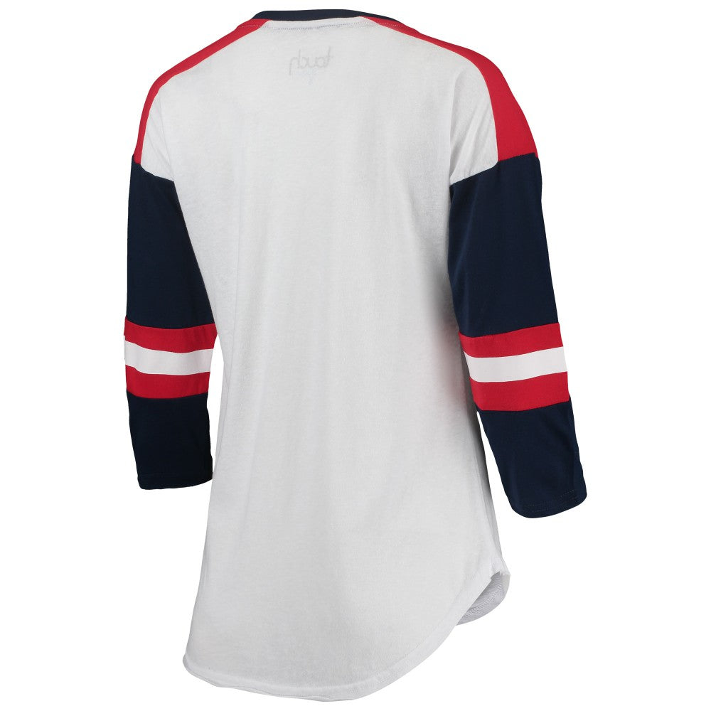 Minnesota Twins Touch Women's Base Runner 3/4-Sleeve V-Neck T-Shirt White/Red