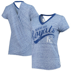 Kansas City Royals Touch Women's Hail Mary Back Wrap Space-Dye V-Neck T-Shirt Royal